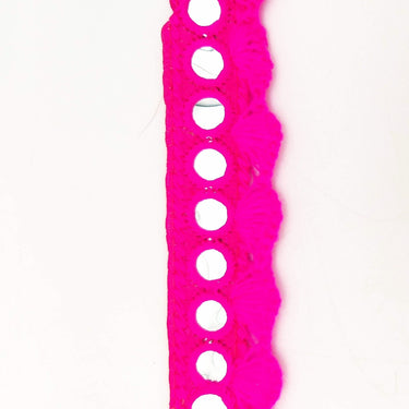 Fuchsia Pink Fringe Trim With Mirrors, Boho, Bohemian Trim